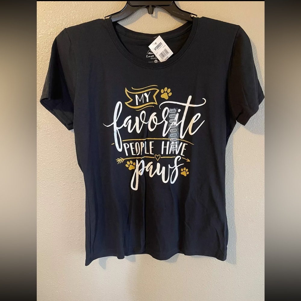 Lost Creek Outfitters My Favorite People Have Paws Black T Shirt Women’s  XL